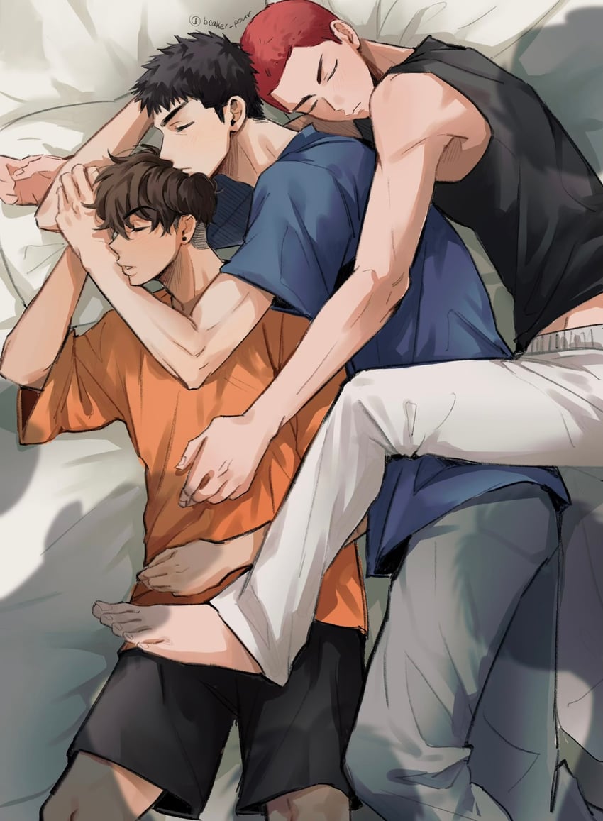 sakuragi hanamichi, miyagi ryouta, and mitsui hisashi (slam dunk) drawn by beaker_pour