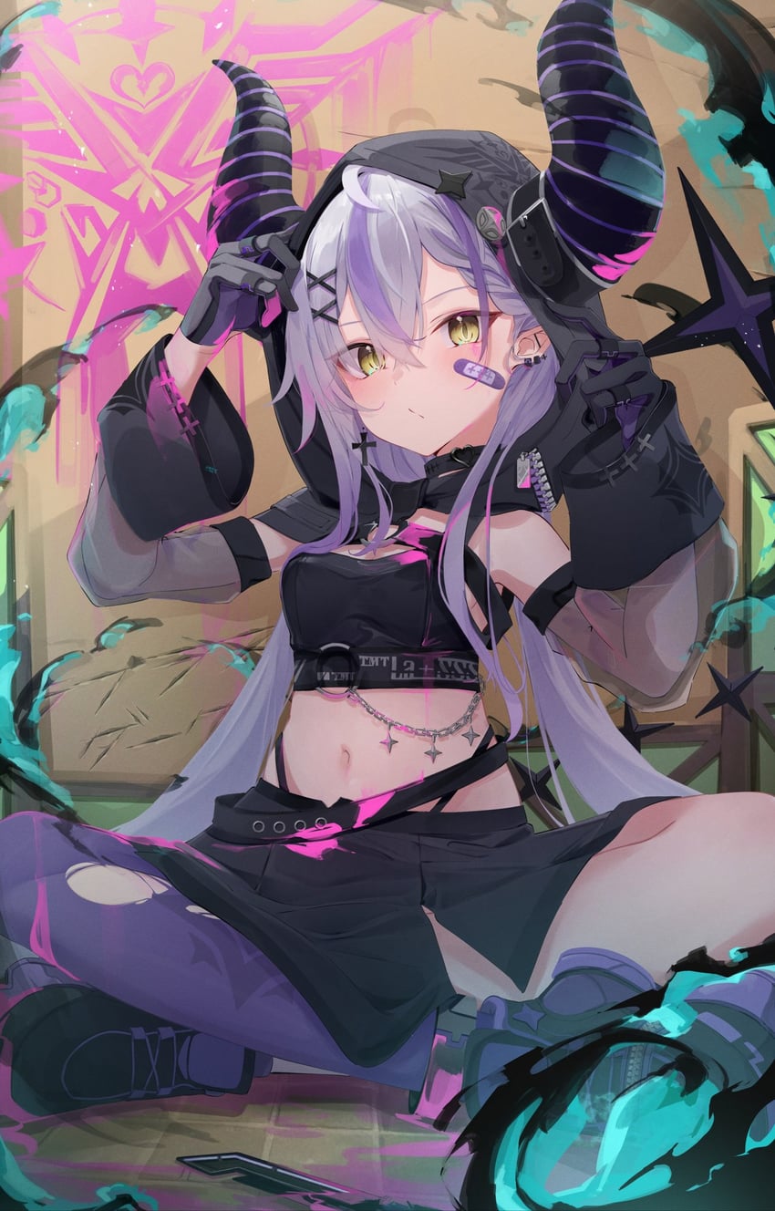 la+ darknesss (hololive and 1 more) drawn by motoi_(croa76)