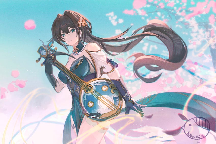 ruan mei (honkai and 1 more) drawn by hewaje