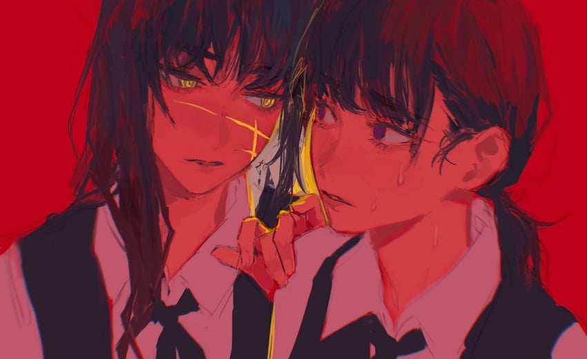 yoru and mitaka asa (chainsaw man) drawn by keibleh