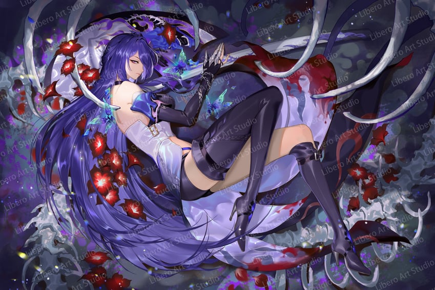 acheron (honkai and 1 more) drawn by libero_art