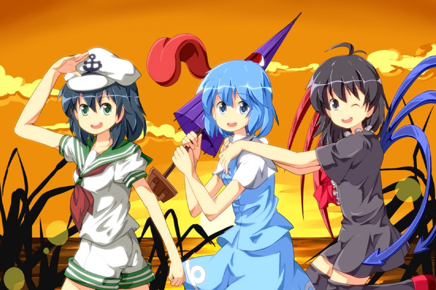 tatara kogasa, houjuu nue, and murasa minamitsu (touhou) drawn by ruu_(tksymkw)