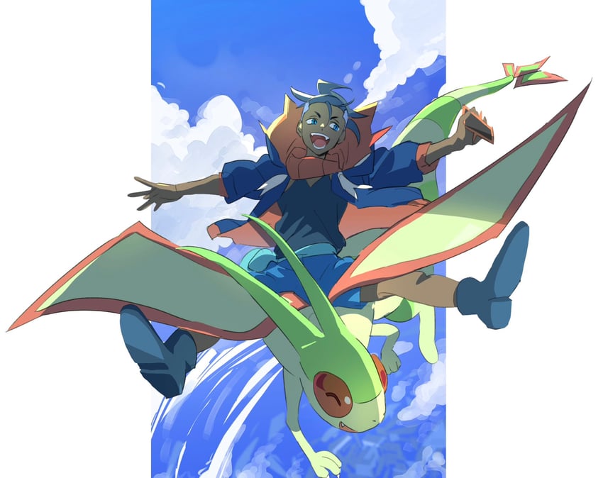 raihan and flygon (pokemon and 1 more) drawn by ch_walnut
