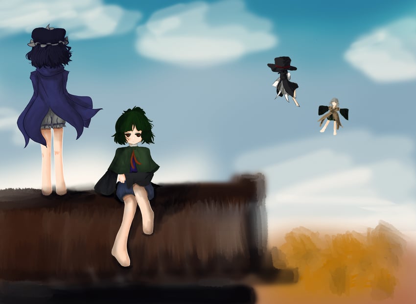 enraku tsubakura, houlen yabusame, shitodo kuroji, and adagumo no saragimaru (len'en and 1 more) drawn by chun_lanse_tianran_shengjiang