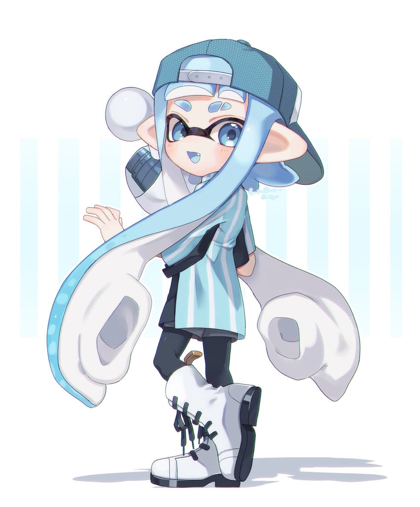 inkling player character and inkling girl (splatoon) drawn by sabata_saba