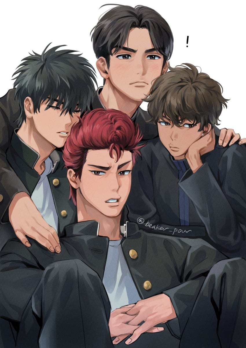 sakuragi hanamichi, rukawa kaede, miyagi ryouta, and mitsui hisashi (slam dunk) drawn by beaker_pour