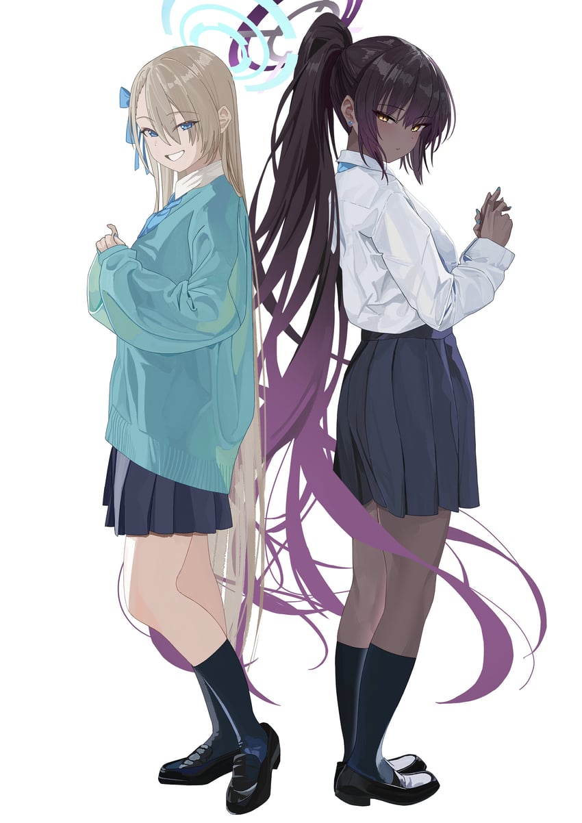 asuna and karin (blue archive) drawn by tnr_(horiko1525)