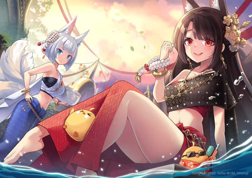 manjuu, kaga, and akagi (azur lane) drawn by hm_(hmongt)