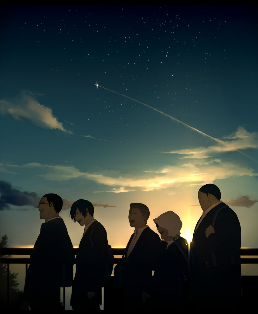 fujino kiyoshi, morokuzu takehito, andou reiji, wakamoto shingo, and nezu jouji (prison school) drawn by asarai