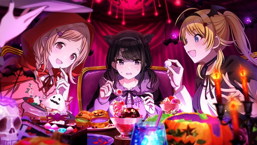 hachimiya meguru, little red riding hood, sakuragi mano, and kazano hiori (idolmaster and 2 more)