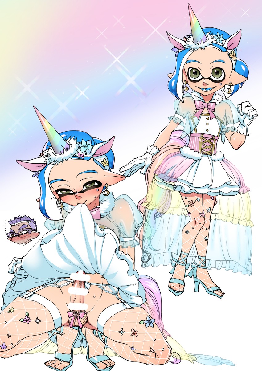 inkling player character, inkling boy, senpai, and kouhai (splatoon) drawn by souzaipan