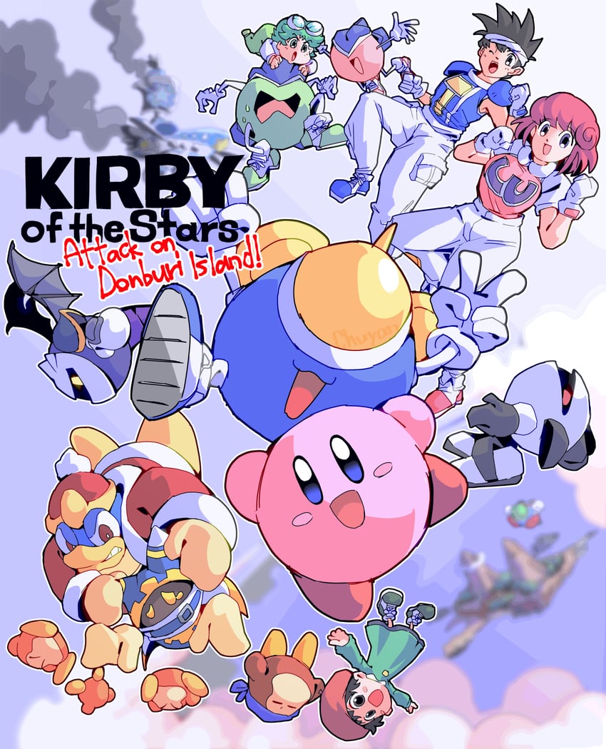 kirby, meta knight, waddle dee, king dedede, magolor, and 9 more (kirby and 1 more) drawn by beeyan64