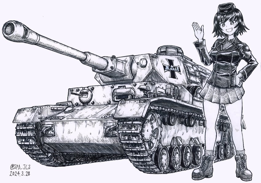 hida ema (girls und panzer) drawn by nspa_(spa-jcs)