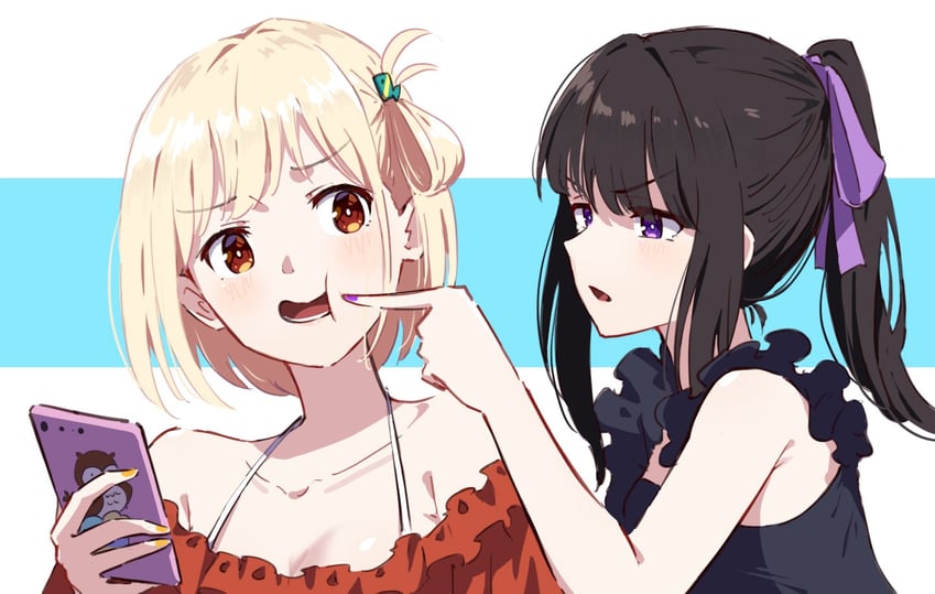 nishikigi chisato and inoue takina (lycoris recoil) drawn by hyoe_(hachiechi)