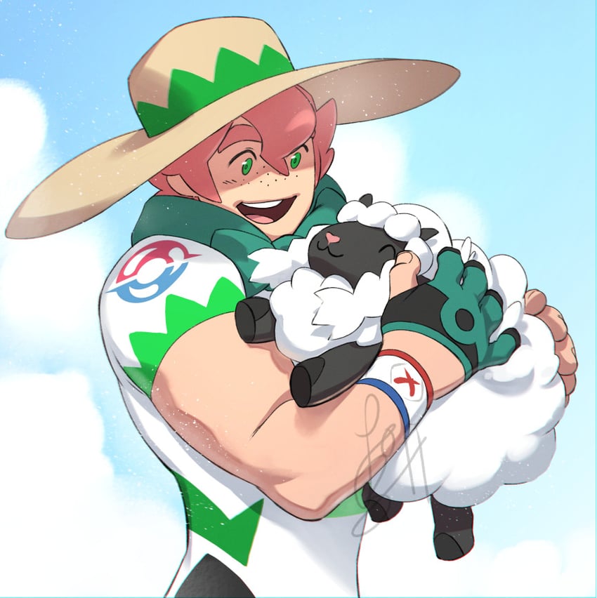 wooloo and milo (pokemon and 1 more) drawn by lobelmontdraws