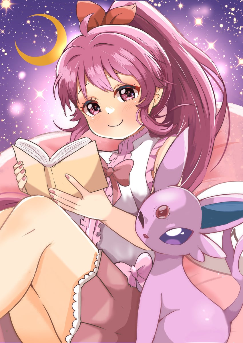 espeon and sugiura ayano (pokemon and 1 more) drawn by carrot_summer