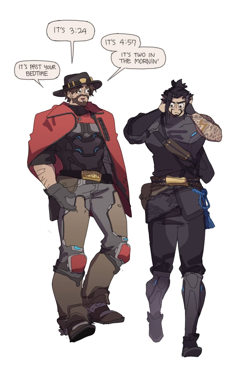 cassidy and hanzo (overwatch and 2 more) drawn by ow_mmm