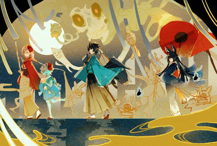 hoshimi miyabi, tsukishiro yanagi, soukaku, and asaba harumasa (zenless zone zero) drawn by c_ixxp
