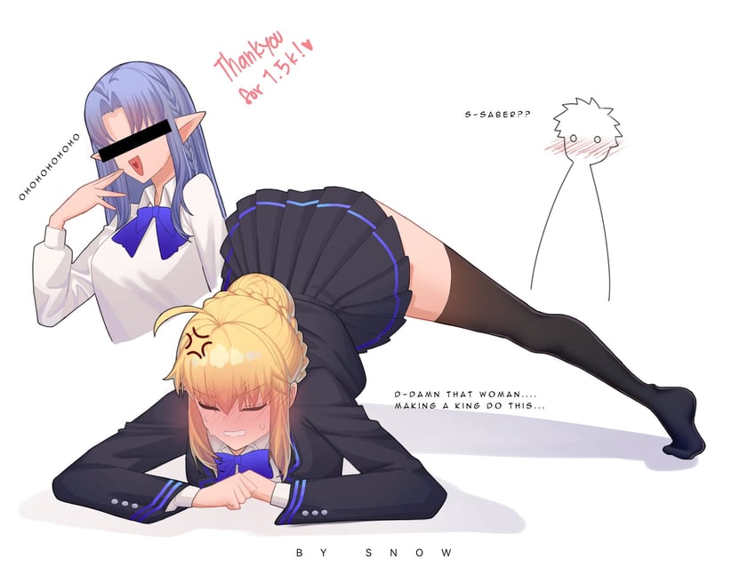 artoria pendragon, saber, emiya shirou, and medea (fate and 1 more) drawn by suhyeon