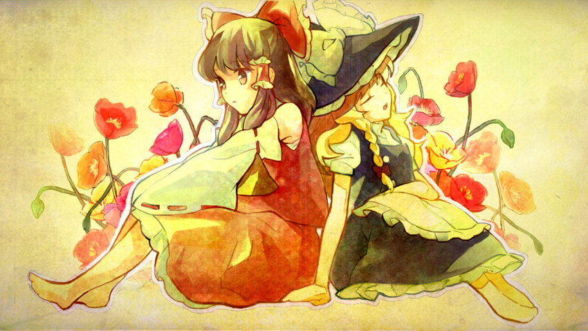 hakurei reimu and kirisame marisa (touhou) drawn by i_wanna