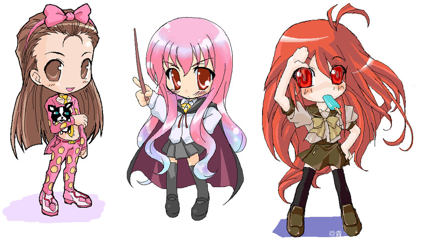 minase iori, shana, louise francoise le blanc de la valliere, iggy, and kugimiya rie (idolmaster and 3 more) drawn by aro_(m-cri), kekyo, and tana_(tana_no_tana)