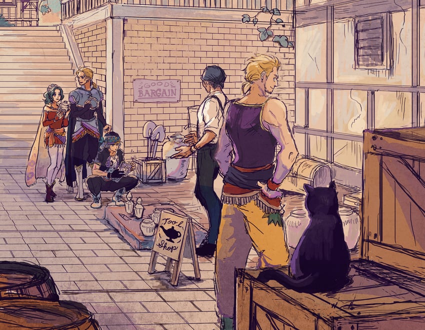 terra branford, locke cole, edgar roni figaro, and sabin rene figaro (final fantasy and 1 more) drawn by uedymummy0921