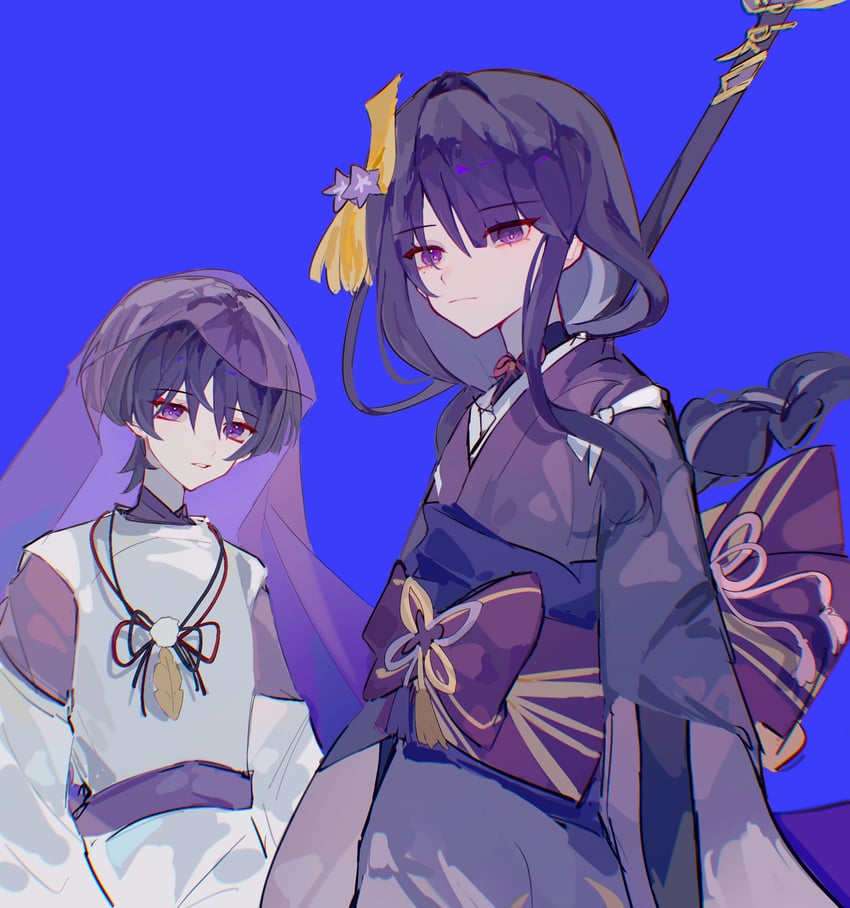 raiden shogun and scaramouche (genshin impact) drawn by buzhi_qiangu