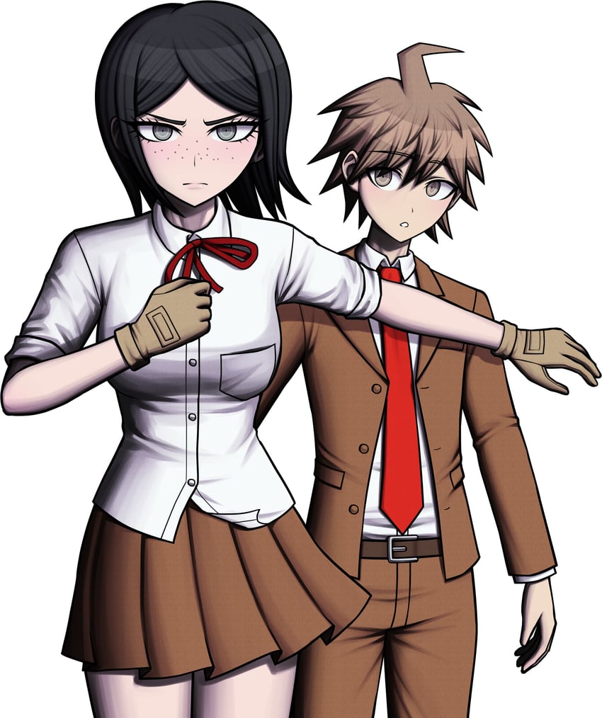 naegi makoto and ikusaba mukuro (danganronpa and 1 more) drawn by fulltimeangel13