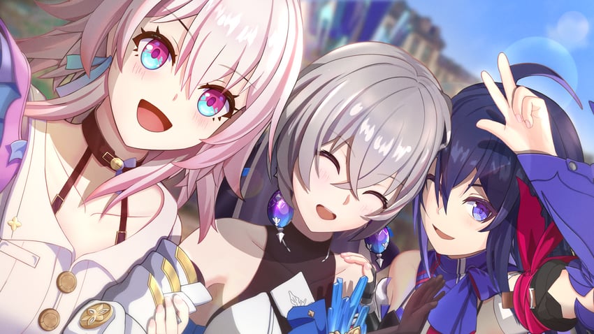 march 7th, bronya rand, and seele (honkai and 1 more) drawn by maone