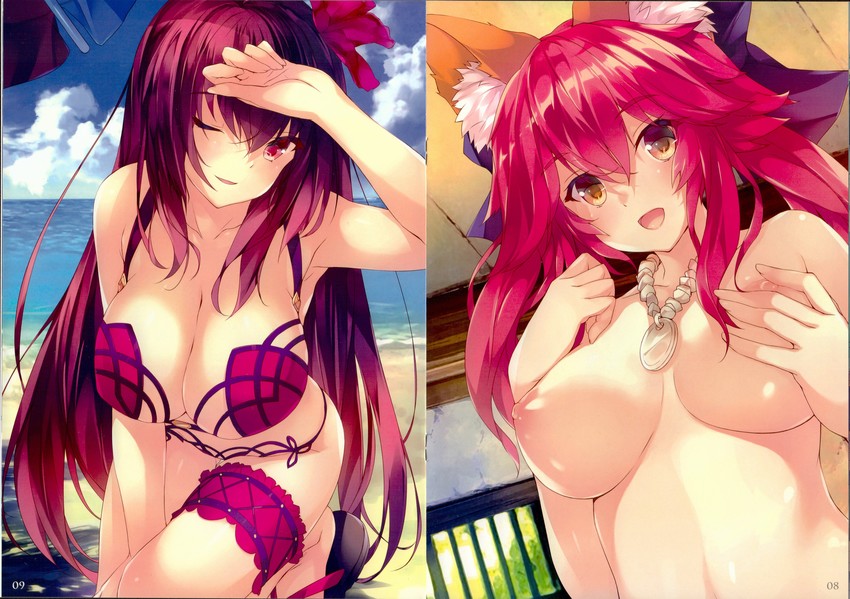 tamamo, scathach, and tamamo no mae (fate and 1 more) drawn by amami_mikihiro