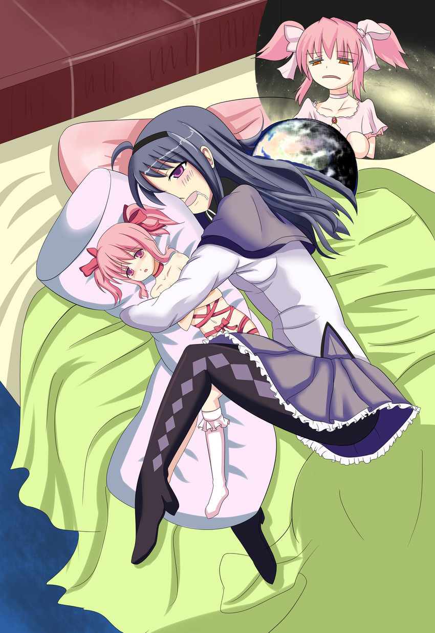 akemi homura, kaname madoka, and ultimate madoka (mahou shoujo madoka magica) drawn by fatsheep