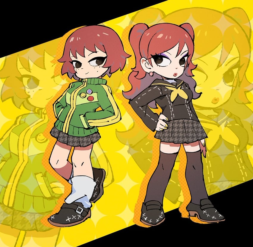 satonaka chie, kujikawa rise, kim pine, and envy adams (persona and 2 more) drawn by tetsu_(teppei)