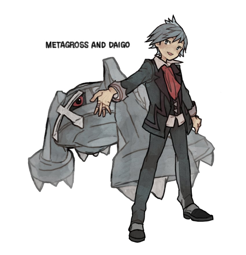 steven stone and metagross (pokemon and 1 more) drawn by ichi_kawa_ichi