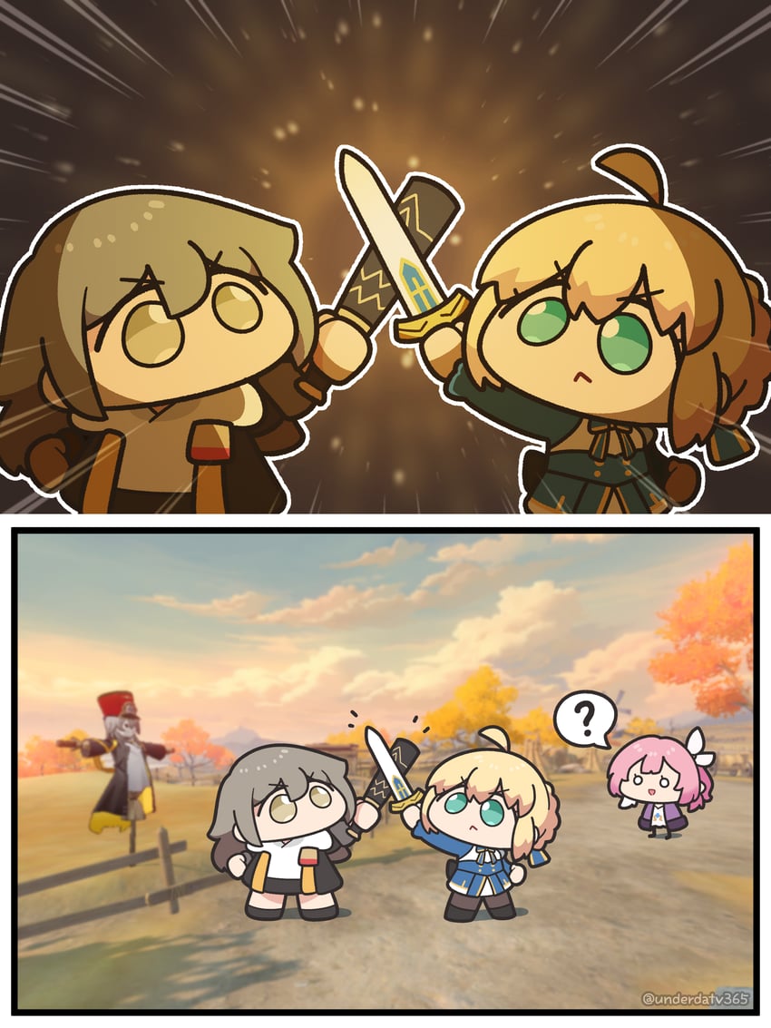 artoria pendragon, saber, trailblazer, stelle, and cyrene (fate and 4 more) drawn by underdatv
