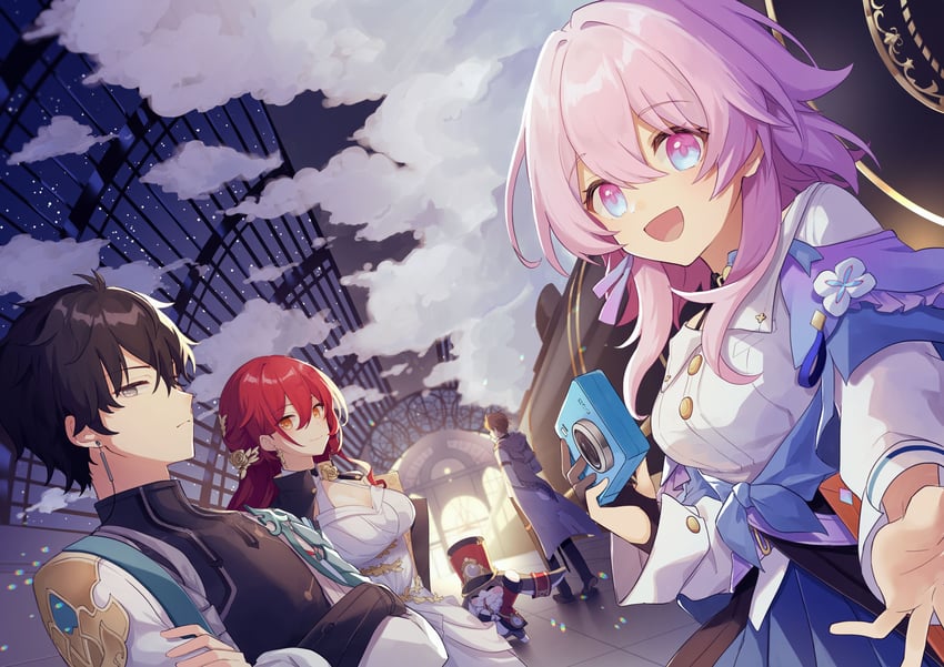 march 7th, dan heng, himeko, pom-pom, and welt yang (honkai and 1 more) drawn by shirase_(shirose)