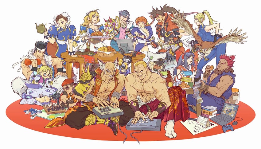chun-li, ramlethal valentine, kasumi, sol badguy, nakoruru, and 11 more (street fighter and 12 more) drawn by takayuki_nakayama