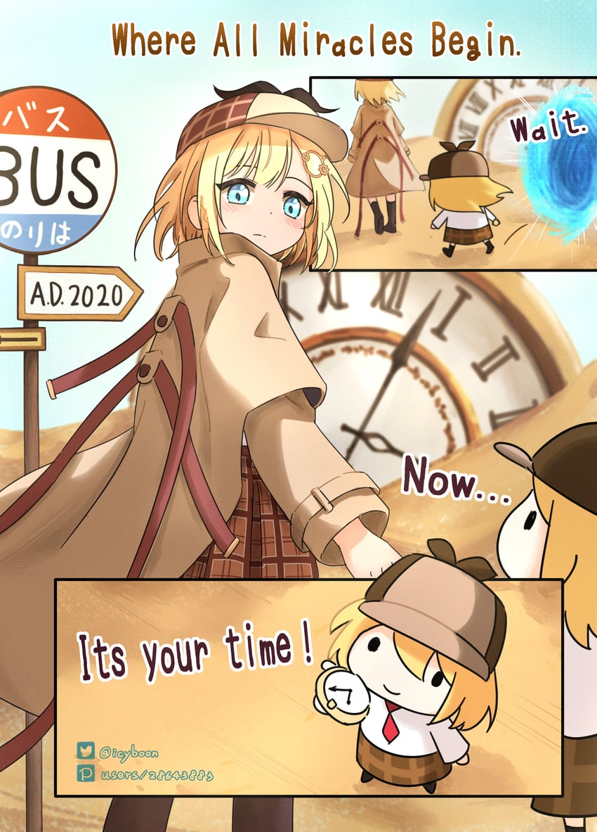 watson amelia and smol ame (hololive and 1 more) drawn by dofus_(icyboon)