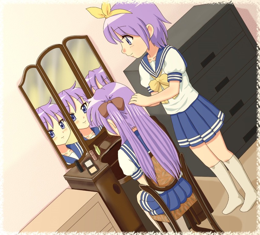 hiiragi kagami and hiiragi tsukasa (lucky star) drawn by chunpai