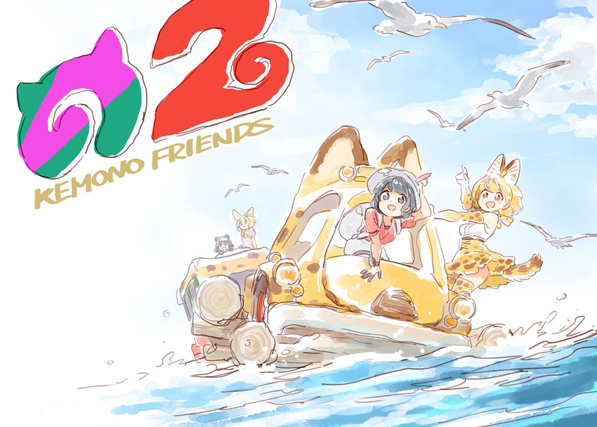 serval, kaban, common raccoon, and fennec (kemono friends) drawn by mitsumoto_jouji