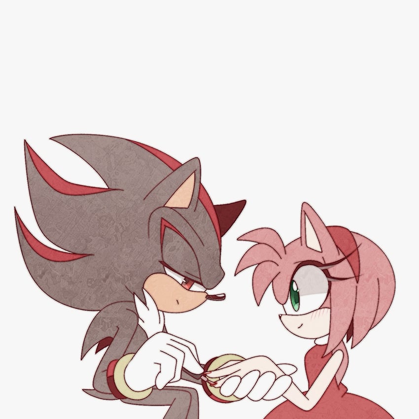 shadow the hedgehog and amy rose (sonic) drawn by ku0ma0