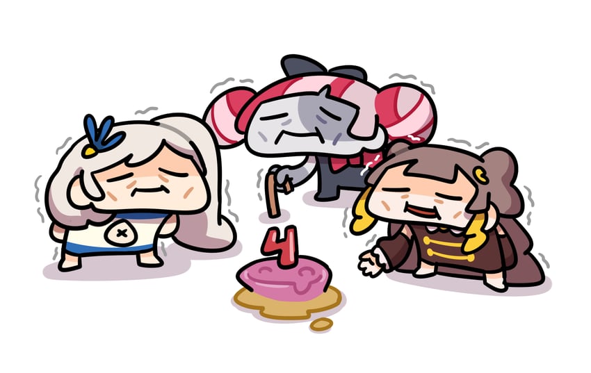 kureiji ollie, pavolia reine, and anya melfissa (hololive and 1 more) drawn by keenbiscuit