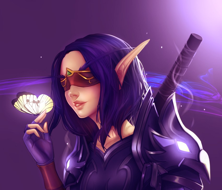 player character and demon hunter (warcraft and 1 more) drawn by shellvi