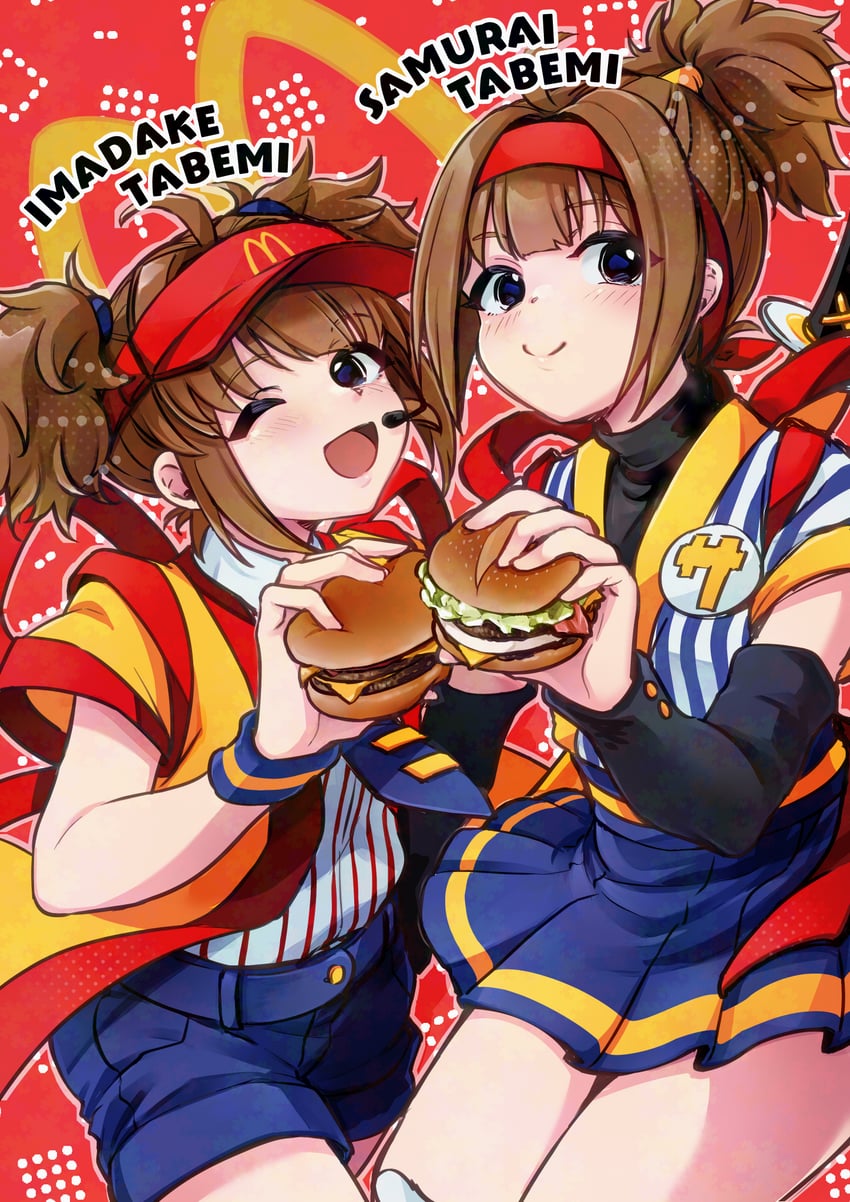 imadake dabuchi tabemi and samurai tamago tabemi (mcdonald's) drawn by araragi_uminya