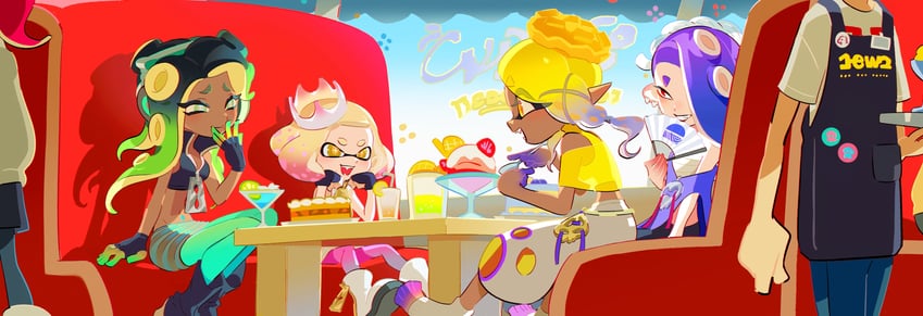 shiver, marina, frye, and pearl (splatoon and 1 more) drawn by jiuniaoshan