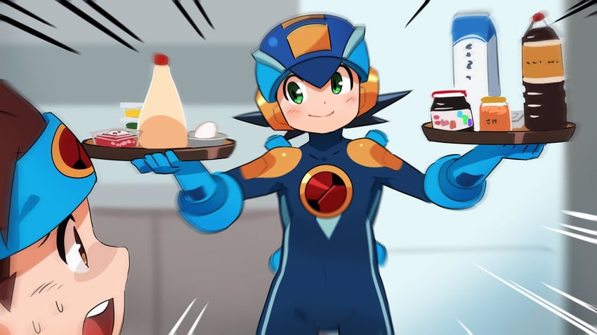 megaman.exe and lan hikari (mega man and 1 more) drawn by 3suisousui