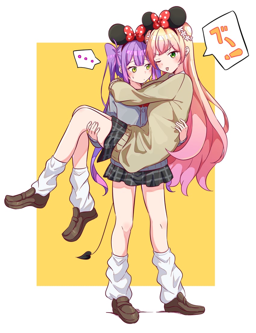tokoyami towa and momosuzu nene (hololive) drawn by okome_0628