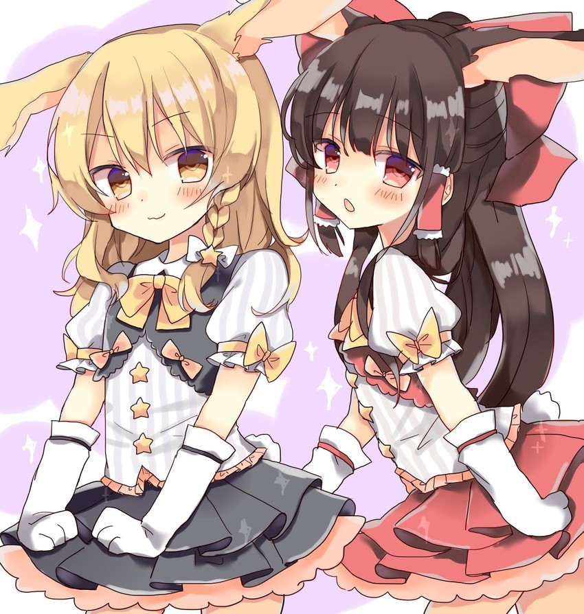 hakurei reimu and kirisame marisa (touhou) drawn by yorurumo
