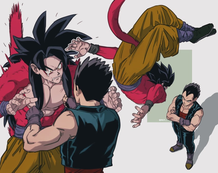 son goku and vegeta (dragon ball and 1 more) drawn by fecaa