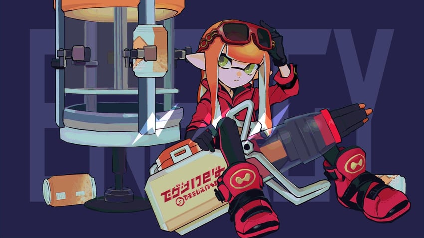 inkling player character and inkling girl (splatoon and 1 more) drawn by imaikuy0