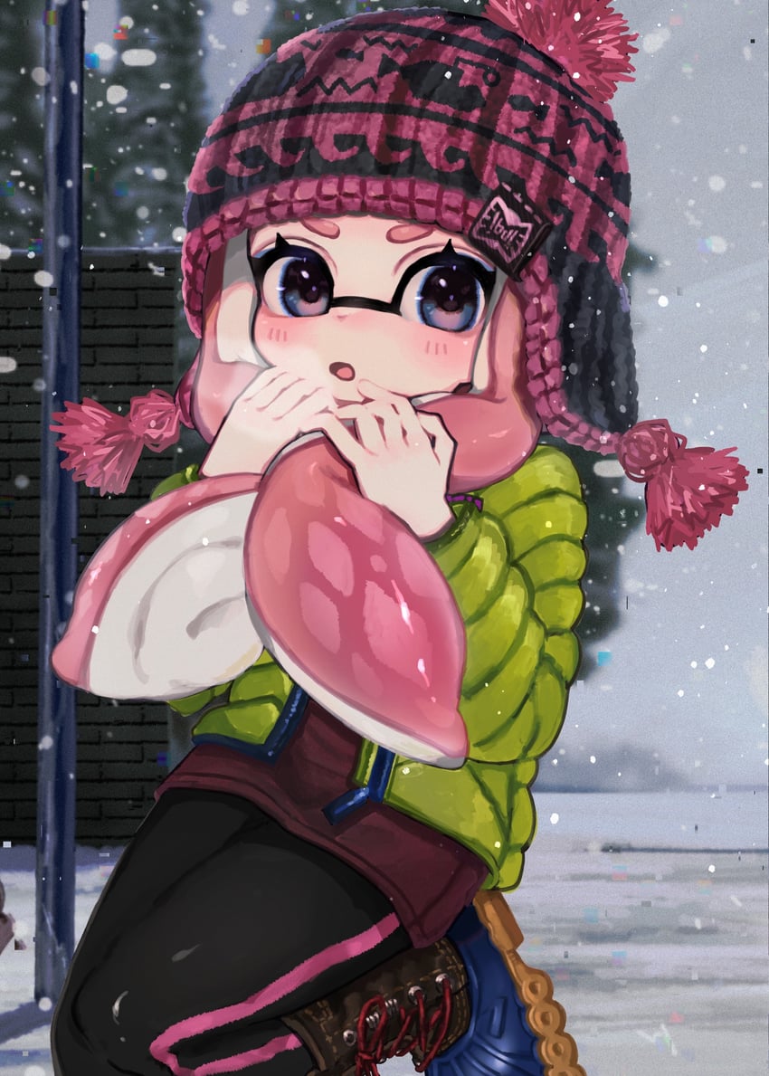 inkling player character and inkling girl (splatoon) drawn by 8kerot